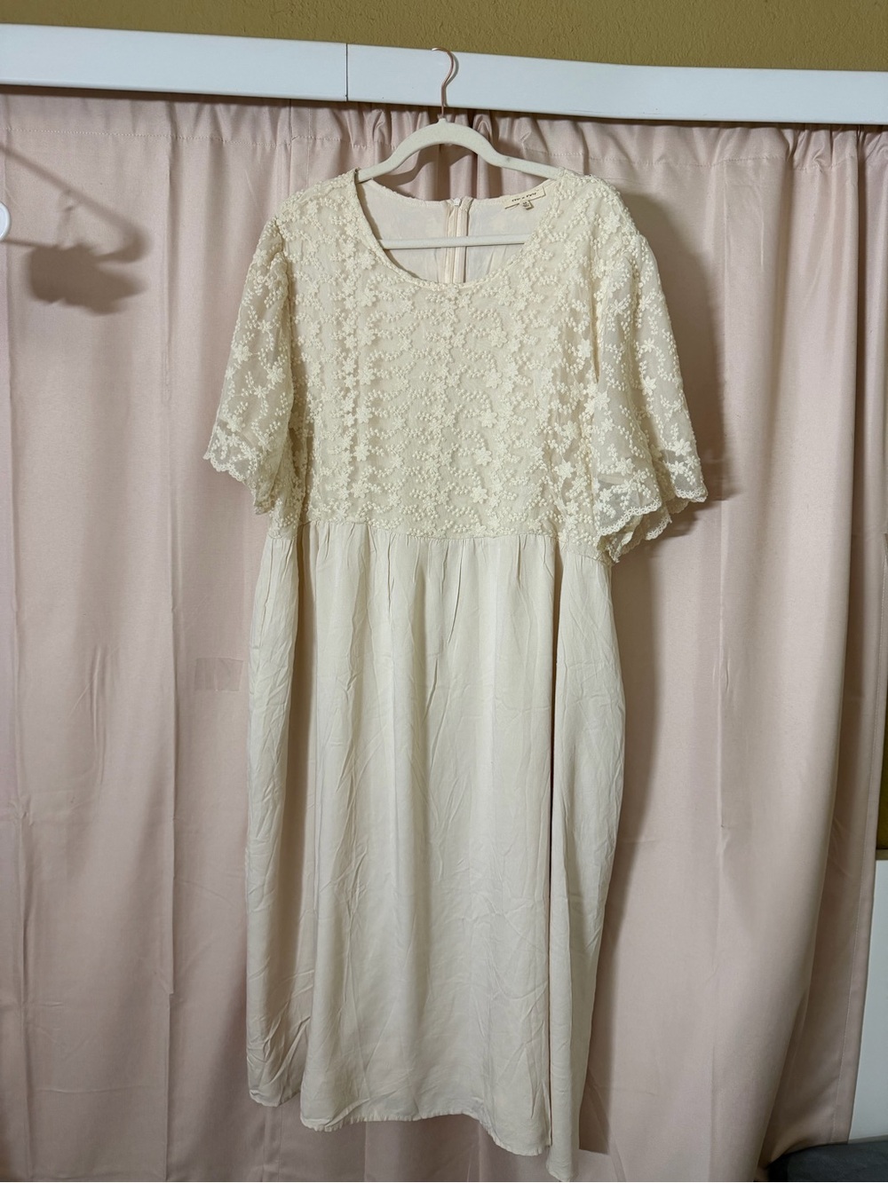 tea n rose Ivory Lace Bodice Midi Dress